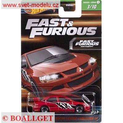 AUTKO HOT WHEELS FAST & FURIOUS RYCHLE A ZBSILE HNT03 MITSUBISHI LANCER EVOLUTION IX RED