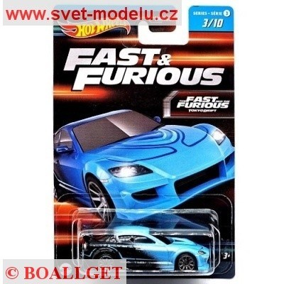 AUTKO HOT WHEELS FAST & FURIOUS RYCHLE A ZBSILE HNT13 MAZDA RX-8 BLUE