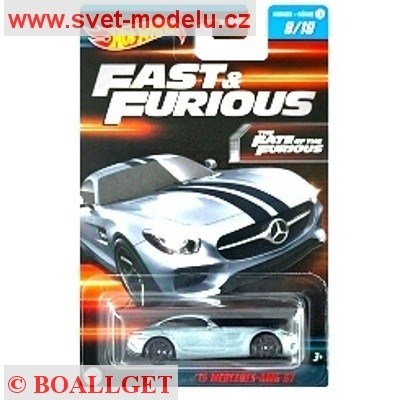 AUTÍČKO HOT WHEELS FAST & FURIOUS RYCHLE A ZBĚSILE HNT18 MERCEDES-AMG GT 2015 SILVER