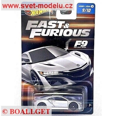 AUTÍČKO HOT WHEELS FAST & FURIOUS RYCHLE A ZBĚSILE HNT19 ACURA NSX 2017 SILVER