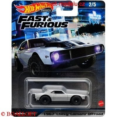 AUTÍČKO HOTWHEELS PREMIUM FAST & FURIOUS CHEVROLET CAMARO OFFROAD 1967 SILVER