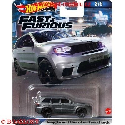 AUTÍČKO HOTWHEELS PREMIUM FAST & FURIOUS JEEP GRAND CHEROKEE TRACKHAWK GREY