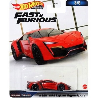 AUTÍČKO HOT WHEELS PREMIUM HNW49 FAST & FURIOUS RYCHLE A ZBĚSILE W MOTORS LYKAN HYPER SPORT