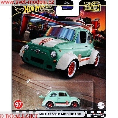 Autíčko HOT WHEELS PREMIUM BOULEVARD HRT65 FIAT 500 D Modificado 1960