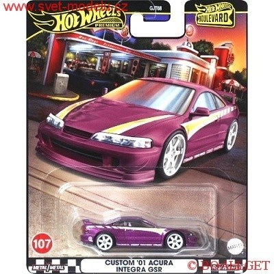 Autko HOT WHEELS PREMIUM BOULEVARD HRT77 CUSTOM 01 ACURA INTEGRA GSR VIOLET