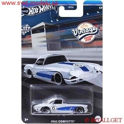 AUTÍČKO HOT WHEELS VINTAGE RACING CLUB HRV06 CORVETTE 1962 SILVER