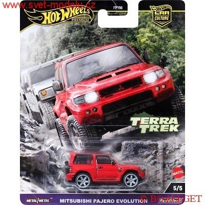 Autíčko HOT WHEELS PREMIUM TERRA TREK HRV89 MITSUBISHI PAJERO EVOLUTION RED