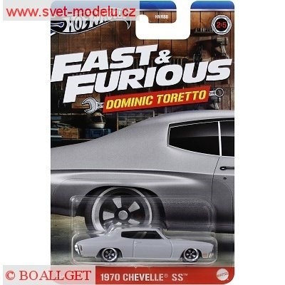 AUTÍČKO HOT WHEELS FAST & FURIOUS RYCHLE A ZBĚSILE DOMINIC TORETTO HRW47 CHEVROLET CHEVELLE SS 1970 GREY