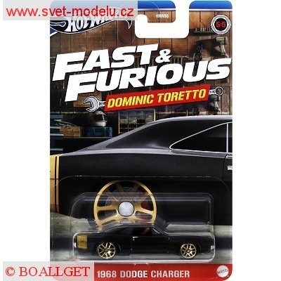 AUTKO HOT WHEELS FAST & FURIOUS RYCHLE A ZBSILE DOMINIC TORETTO HRW50 DODGE CHARGER 1968 BLACK