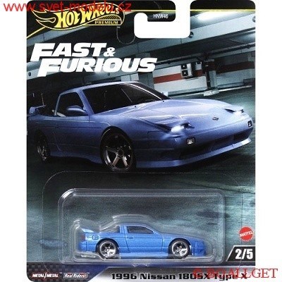 AUTÍČKO HOT WHEELS PREMIUM FAST & FURIOUS RYCHLE A ZBĚSILE HVR62 NISSAN 180SX TYPE X 1996 BLUE