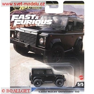 AUTÍČKO HOT WHEELS PREMIUM HYP74 FAST & FURIOUS RYCHLE A ZBĚSILE LAND ROVER DEFENDER 90 BLACK