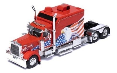 TAHAČ NÁVĚSŮ PETERBILT 379 2002 Custom in Red with American Flag