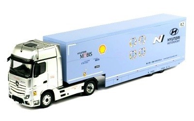 TAHAČ NÁVĚSŮ MERCEDES-BENZ ACTROS MP4  HYUNDAI WRC MOTORSPORT Rally transporter)