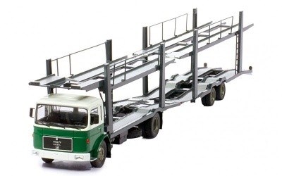 PŘEPRAVNÍK AUT MAN CAR TRANSPORTER WITH TRAILER 1970 GREEN / WHITE
