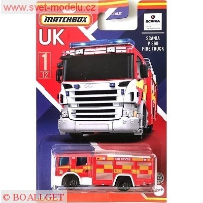 AUTÍČKO MATCHBOX UK SCANIA P 360 FIRE TRUCK