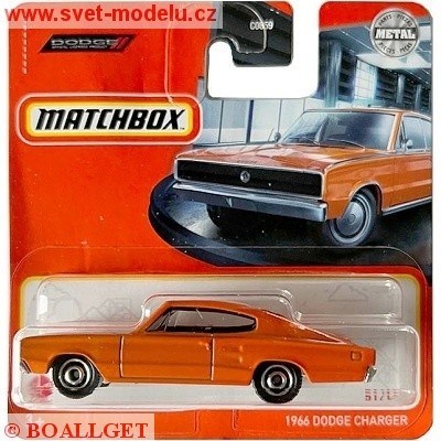 AUTÍČKO MATCHBOX DODGE CHARGER 1966 ORANGE