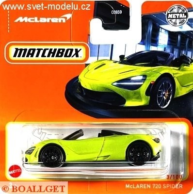 AUTÍČKO MATCHBOX MCLAREN 720 SPIDER GREEN