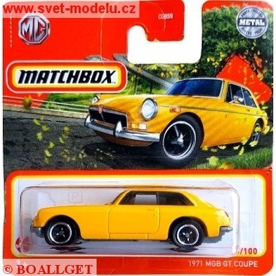 AUTÍČKO MATCHBOX MGB GT COUPE 1971 YELLOW