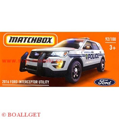 AUTÍČKO MATCHBOX DRIVE YOUR ADVENTURE FORD INTERCEPTOR UTILITY  POLICE 2016