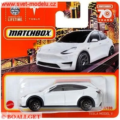 AUTÍČKO MATCHBOX TESLA MODEL Y WHITE