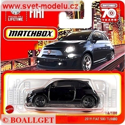 AUTÍČKO MATCHBOX HLD05 FIAT 500 TURBO 2019 BLACK