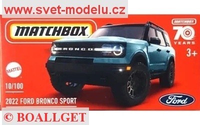 AUTÍČKO MATCHBOX DRIVE YOUR ADVENTURE HLD66 FORD BRONCO SPORT 2022