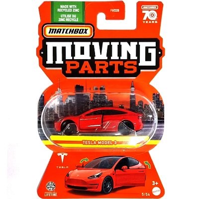 AUTÍČKO MATCHBOX HLF90 MOVING PARTS TESLA MODEL 3 RED