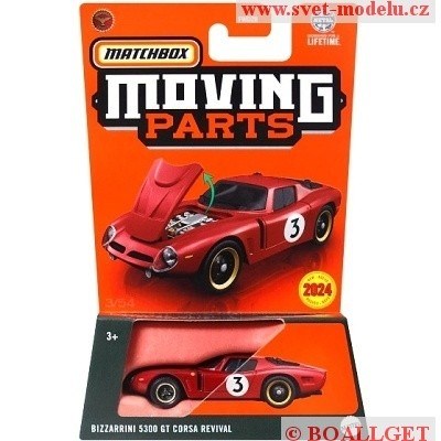 Autíčko MATCHBOX HVM74 Moving Parts Bizzarrini 5300 GT Revival red