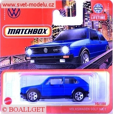 AUTÍČKO MATCHBOX HVN92 VOLKSWAGEN GOLF Mk.I BLUE