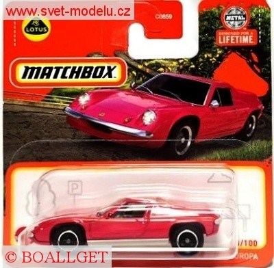AUTÍČKO MATCHBOX HVP08 LOTUS EUROPA 1972 PINK
