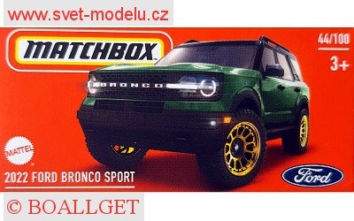 AUTÍČKO MATCHBOX DRIVE YOUR ADVENTURE HVP79 FORD BRONCO SPORT 2022