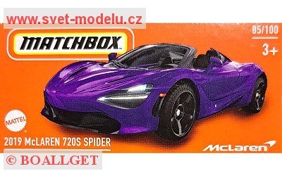 AUTÍČKO MATCHBOX DRIVE YOUR ADVENTURE HVR27 McLAREN 720 S SPIDER 2019