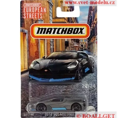 AUTÍČKO MATCHBOX HVV44 Bugatti Divo 2018 grey EUROPEAN STREETS