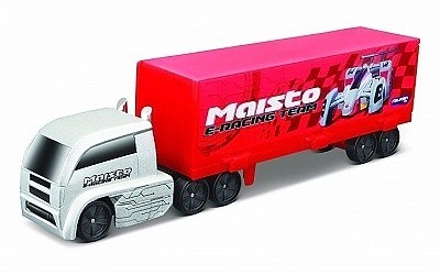 MAISTO FRESH METAL HIGWAY HAULERS AUTO S NÁVĚSEM MAISTO E-RACING TEAM SILVER / RED