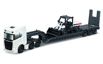 MAISTO SCANIA 770 S WHITE w/ NAKLADAČ BOBCAT TOOLCAT 5600