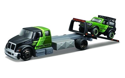 MAISTO DESIGN INTERNATIONAL LONESTAR FLATBED w/ FORD BRONCO WILDTRACK 2021 GREEN / BLACK