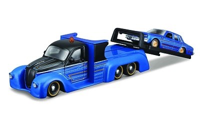 MAISTO DESIGN MISSILE TOW FLATBED w/ CHEVROLET CAPRICE 1987 BLUE