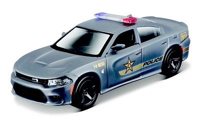 MAISTO POWER RACER DODGE CHARGER SRT HELLCAT 2018 POLICE 4,5 PULLBACK