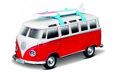 MAISTO WEEKENDERS VOLKSWAGEN SAMBA TYPE II SURF RED / WHITE
