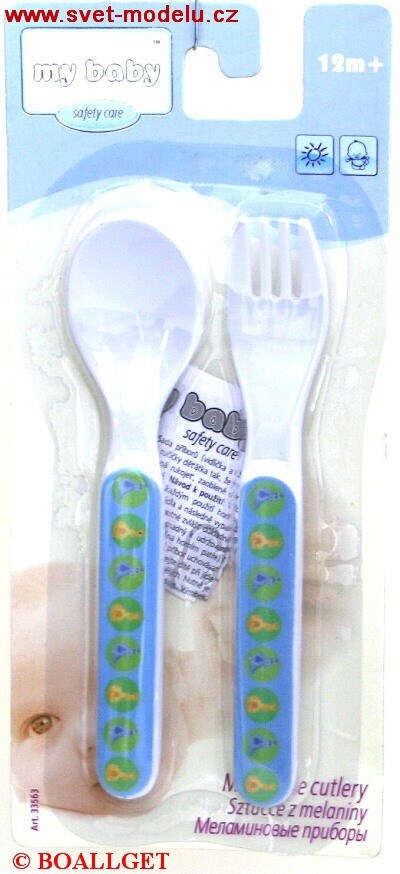 VIDLIČKA A LŽIČKA MODRÁ Z MELAMINU