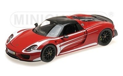 PORSCHE 918 SPYDER 2013 W/ WEISSACH PACKAGE RED W/ WHITE STRIPES L.E. 300 PCS.