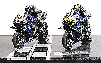 YAMAHA YZR-M1 SET 2 BIKES 2 FIGURINES HAMILTON/ROSSI TEST VALENCIA 2019