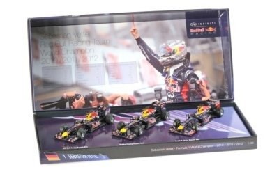 3 CAR SET RED BULL RACING SEBASTIAN VETTEL 3 TIMES WORLD CHAMPION 2010-2011-2012 L.E. 555 pcs.