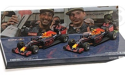 2-CAR SET RED BULL RACING TAG HEUER RB12 RICCIARDO/VERSTAPPEN 1-2 FINISH MALAYSIAN GP 2016 L.E. 1000 pcs.