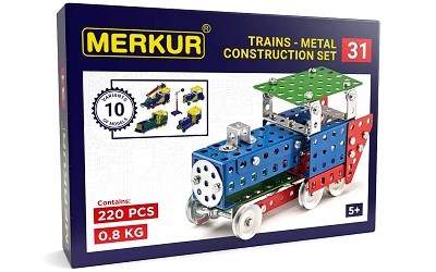 STAVEBNICE MERKUR 031 ŽELEZNIČNÍ MODELY 10 MODELŮ 220 ks