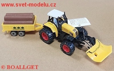 TRAKTOR S RADLICÍ A PŘÍVESEM S KLÁDAMI PULL-BACK