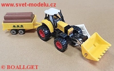 TRAKTOR S LŽÍCÍ A PŘÍVESEM S KLÁDAMI PULL-BACK
