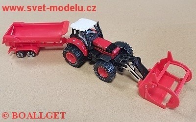 TRAKTOR S KLEŠTĚVÍ A SKLÁPĚCÍM PŘÍVĚSEM