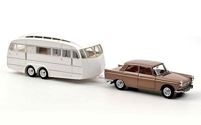 Peugeot 404 1965 Brown metallic with Caravan Hénon