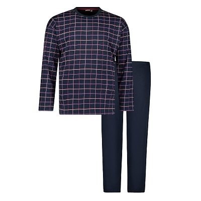 Pánské pyžamo ADAMO dlouhé tmavě modré se čtverci